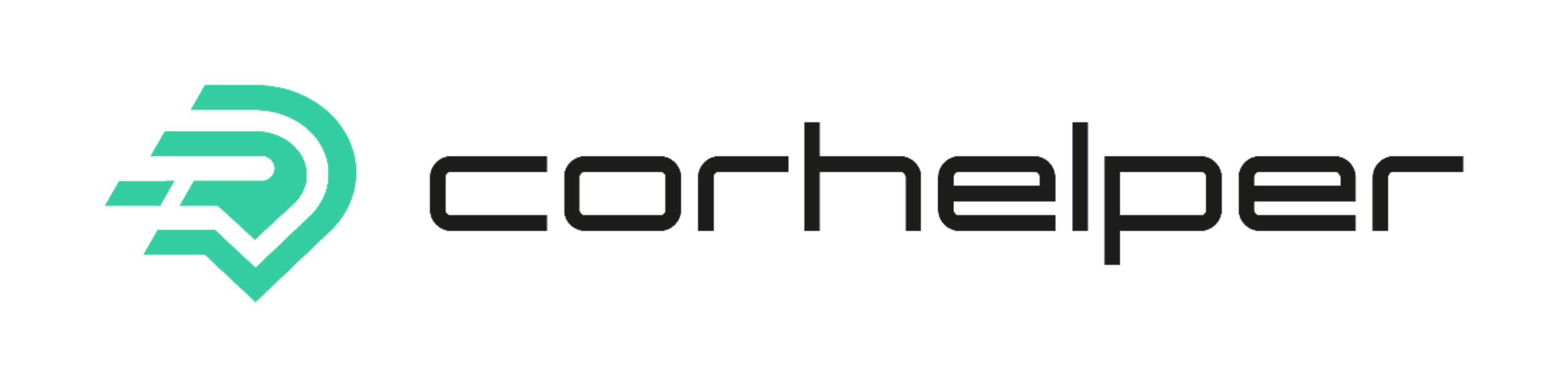 Corhelper-Logo - stilisiertes grünes Herz mit den Wort corhelper